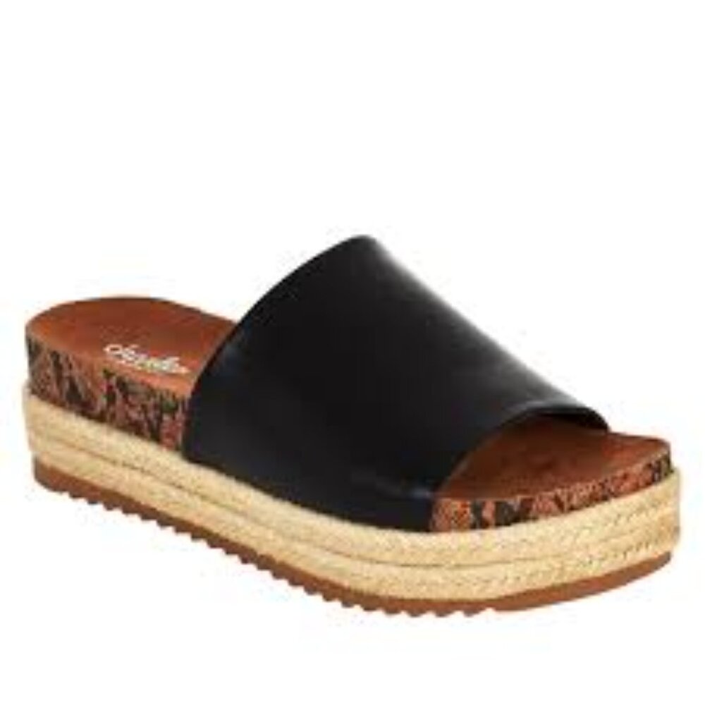CHARLES by Charles David Bustle Women's Slide Espadrille Sandals Black sz 5 NIB